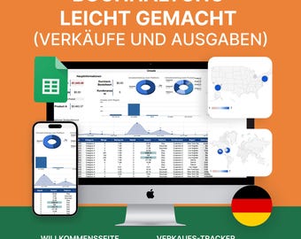 Buchführung leicht gemacht Deutsch | Verkaufs- & Ausgaben-Tabelle für Kleinunternehmen | Google Sheets Vorlage