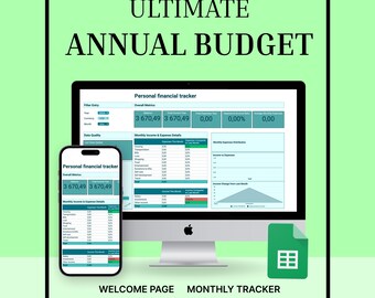 Feuille de calcul du budget annuel | Planificateur financier tout-en-un (Google Sheets)
