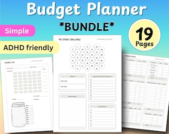 BUNDLE: Monthly Budget Spreadsheet Printable Weekly Budget Planner Bill Tracker Expense Tracker Financial Planner Spendings and Debt Tracker