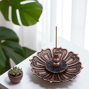 Lotus Incense Burner Plate – Metal Holder for Stick & Cone Incense, Zen Aromatherapy Tray, Spiritual Gift for Home Decor