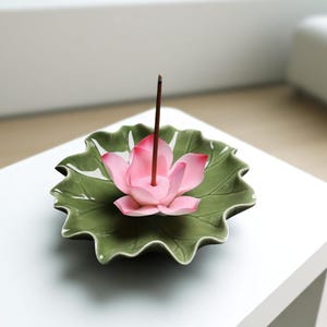 Handmade Ceramic Lotus Leaf Incense Holder: Floral Aromatherapy Decor