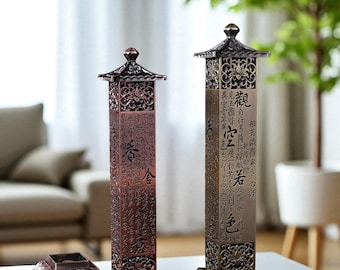 Dragon Phoenix Incense Burner: Metal Zen Censer with Buddha Sutra