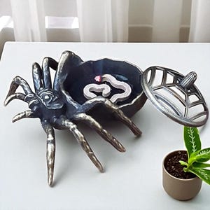 Spider Incense Burner – Archaic Copper Alloy Buddhist Decor for Home or Office – Unique Halloween Gift, Meditation or Spiritual Table Accent