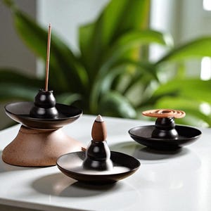 Incense Burner Black Ceramic Gourd Design Aromatherapy Censer Backflow Smoke Meditation Deco
