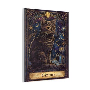 Lienzo personalizado con carta de tarot de gato, oráculo de mascota personalizado, retrato místico conmemorativo para mascota, arte de pared, regalo, decoración espiritual