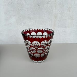 Vintage Ruby Red Cut-to-Clear Glass – Bohemian-Style Crystal Tumbler