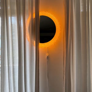 Vintage 1970s Hillebrand Illuminated Wall Mirror – Ribbed Lucite Ring