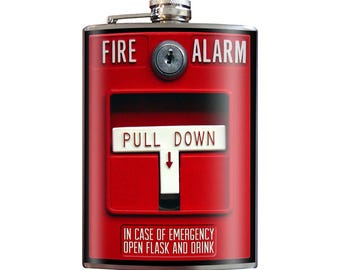 Fire Alarm, Pull Station – 8 oz Stainless Steel Hip Flask