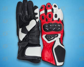 Premium Leather Motorcycle Gloves – Durable, Comfortable & Flexible Fit, Hard Knuckle Armor, Summer Thermal Protection Gloves