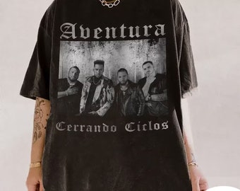 2024 Aventura Tour Konzert, Bachata, Cerrando Ciclos, Grafik-T-Shirt Merch Unisex stückgefärbtes T-Shirt