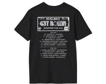 Nickelback Get Rollin T-Shirt with UK Tour Dates & Album Song Titles / Gift for Him, Gift for Her / Music, Rock, Band, Concert, Tour, Merch