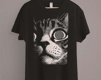 Psychedelic Cat T-Shirt | Trippy Shirt | Gothic Alt Clothing | Dark Aesthetic Fashion | Crust Punk Grunge