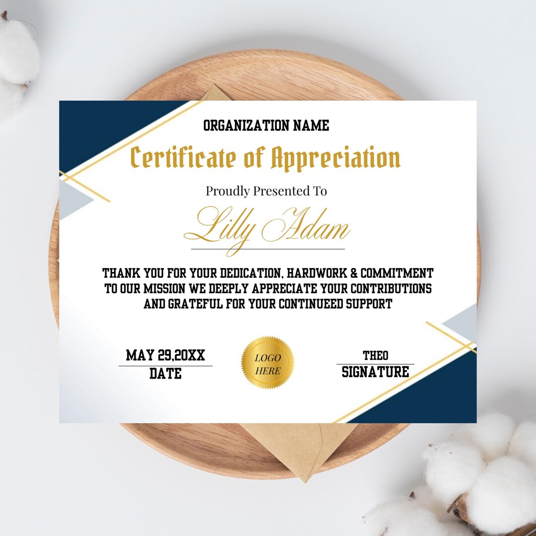 Editable Appreciation Certificate Template, Printable Canva Design ...