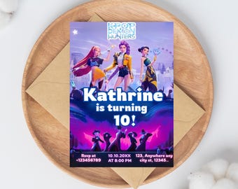 Bearbeitbare Kpop Dämonenjäger Einladungskarte (13 x 18 cm)