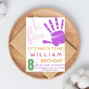 Hi-five 5th Birthday Invitation, Hi Five Invite Template, High Five Birthday, Colorful Birthday Invite, Modern Party Invite, Editable Canva