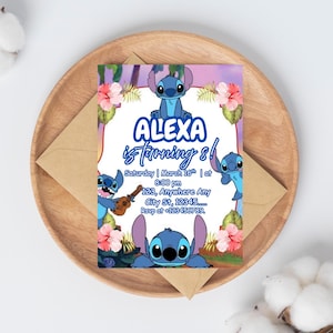 Stitch Birthday Party Invitation for Girl - Editable Digital Download - Lilo and Stitch Party Invite Template - Instant Download Printable