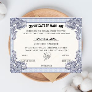 Wedding Keepsake, Editable Wedding Certificate, Certificate Of Marriage Printable, Modern Wedding Certificate Template, Fully Editable