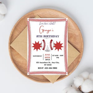 Bewerkbare honkbalverjaardagsuitnodiging, Bruh verjaardagsuitnodiging, sportverjaardag, elke leeftijd, honkbaluitnodiging, honkbalfeest, buitenverjaardag