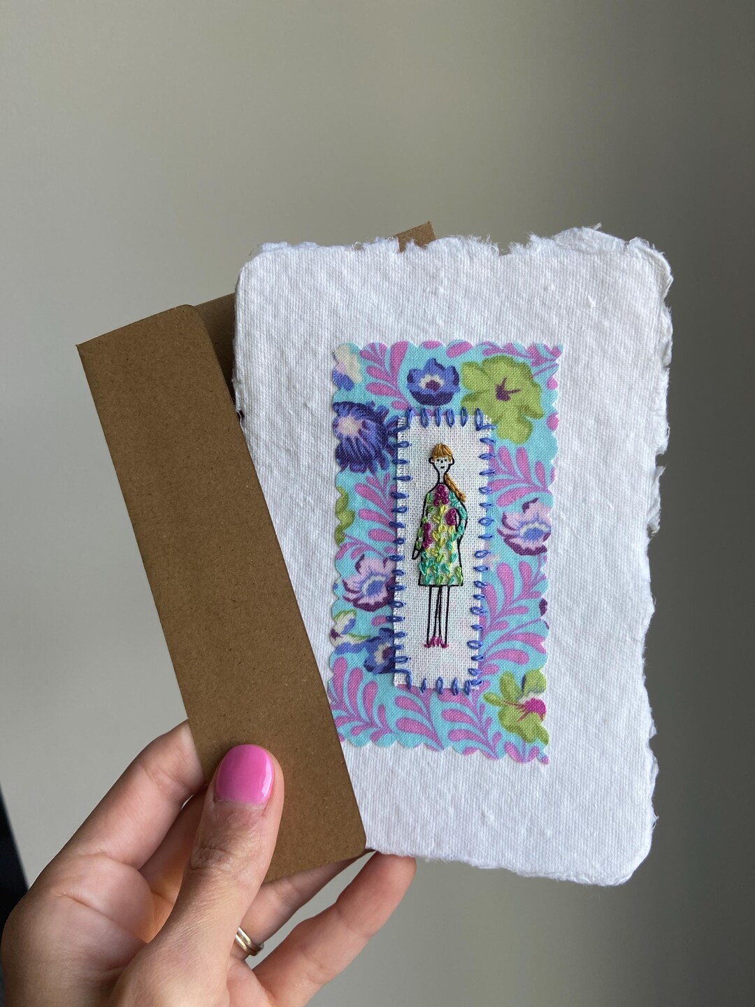 Hand Embroidered Greeting Card With Envelope - Etsy