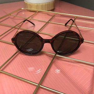 Brown and Black Round Sunglasses