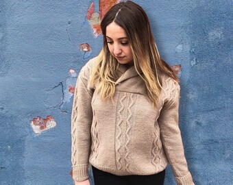 Vintage 1980's Beige Cable Knit Sweater