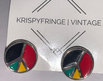 Vintage Peace Sign Stud Earring