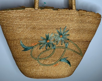 Bolso de playa de mimbre vintage