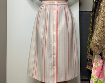 Vintage Pastel Striped Midi Skirt