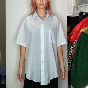 Vintage Super Silk Light Blue  Short Sleeve Button Up