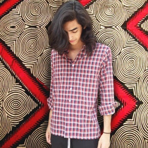 Vintage 1980&#39;s Men&#39;s Plaid Long Sleeved Button Up Shirt