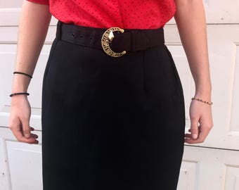 Vintage 1950's Black Belted Skirt