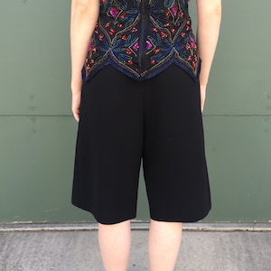 Vintage 1990&#39;s Black Flare Bermuda Shorts