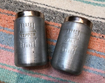 Vintage 1950's Aluminum Salt & Pepper Shaker Set