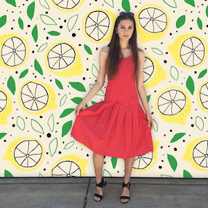 Vintage 1990&#39;s Drop Waisted Red Polkadot Sundress with Spaghetti Straps