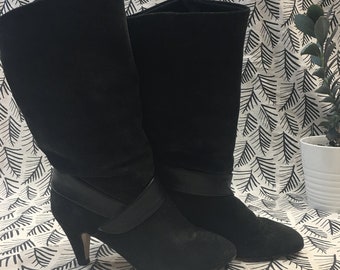 Vintage Black Tall Boots - Woman's 7.5