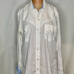 White Striped Button Down with Blue Cuffs image 1