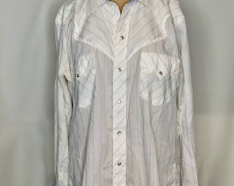 White Striped Button Down with Blue Cuffs