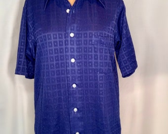 Blue Button Down with Square Pattern