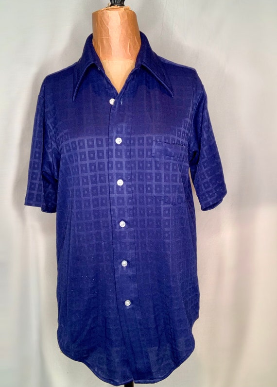 Blue Button Down with Square Pattern