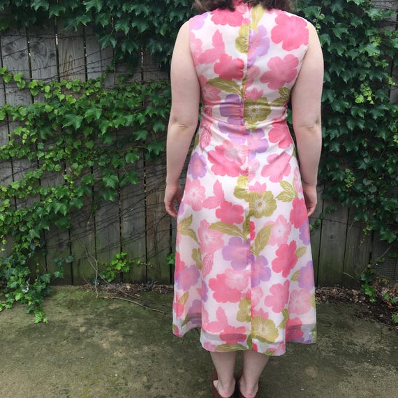 Vintage 1960's Pink Bold Floral Midi Dress - image 5