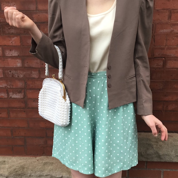 Vintage 1950's Pretty Polka Dot Mint Green Shorts