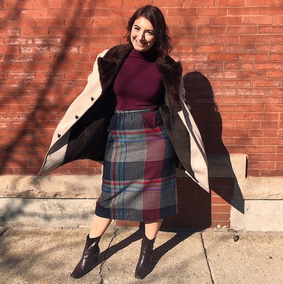 Vintage wool plaid skirt - image 1