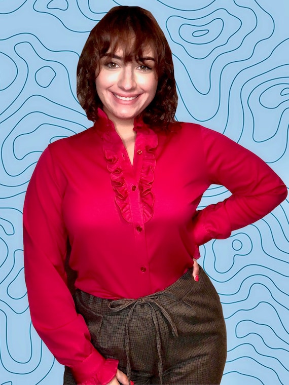 Red Ruffled Blouse - image 1
