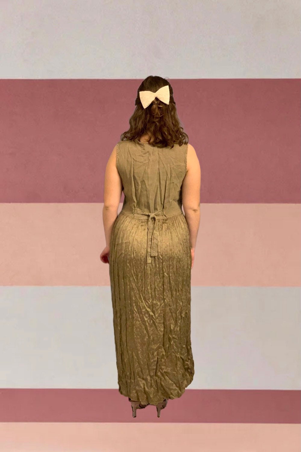 Vintage Floral Bronze Maxi Dress Etsy UK