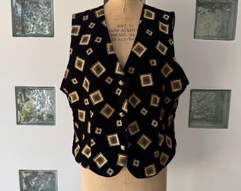 BEDFORD FAIR Lifestyles Gilet vintage noir à paillettes et diamants