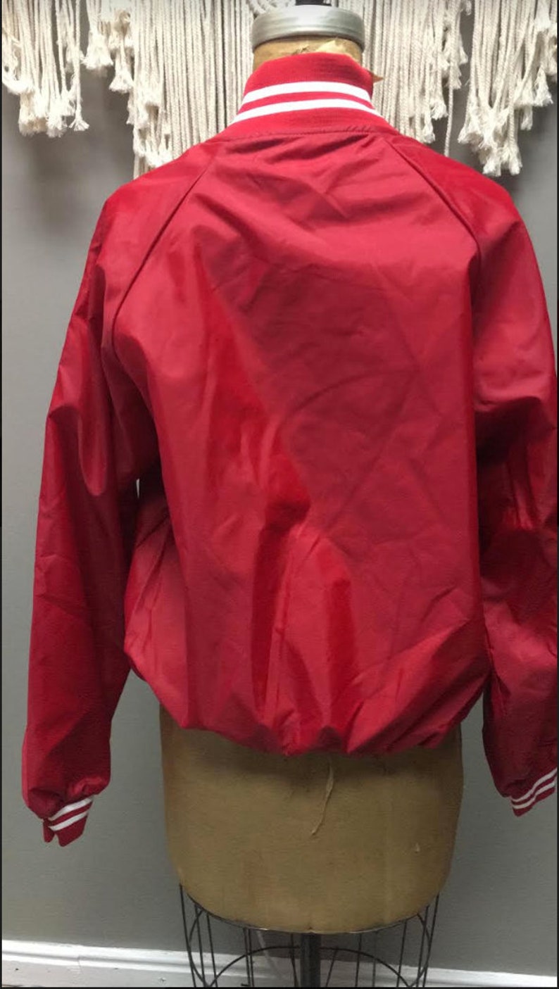 Red and White Bomber Jacket Etsy