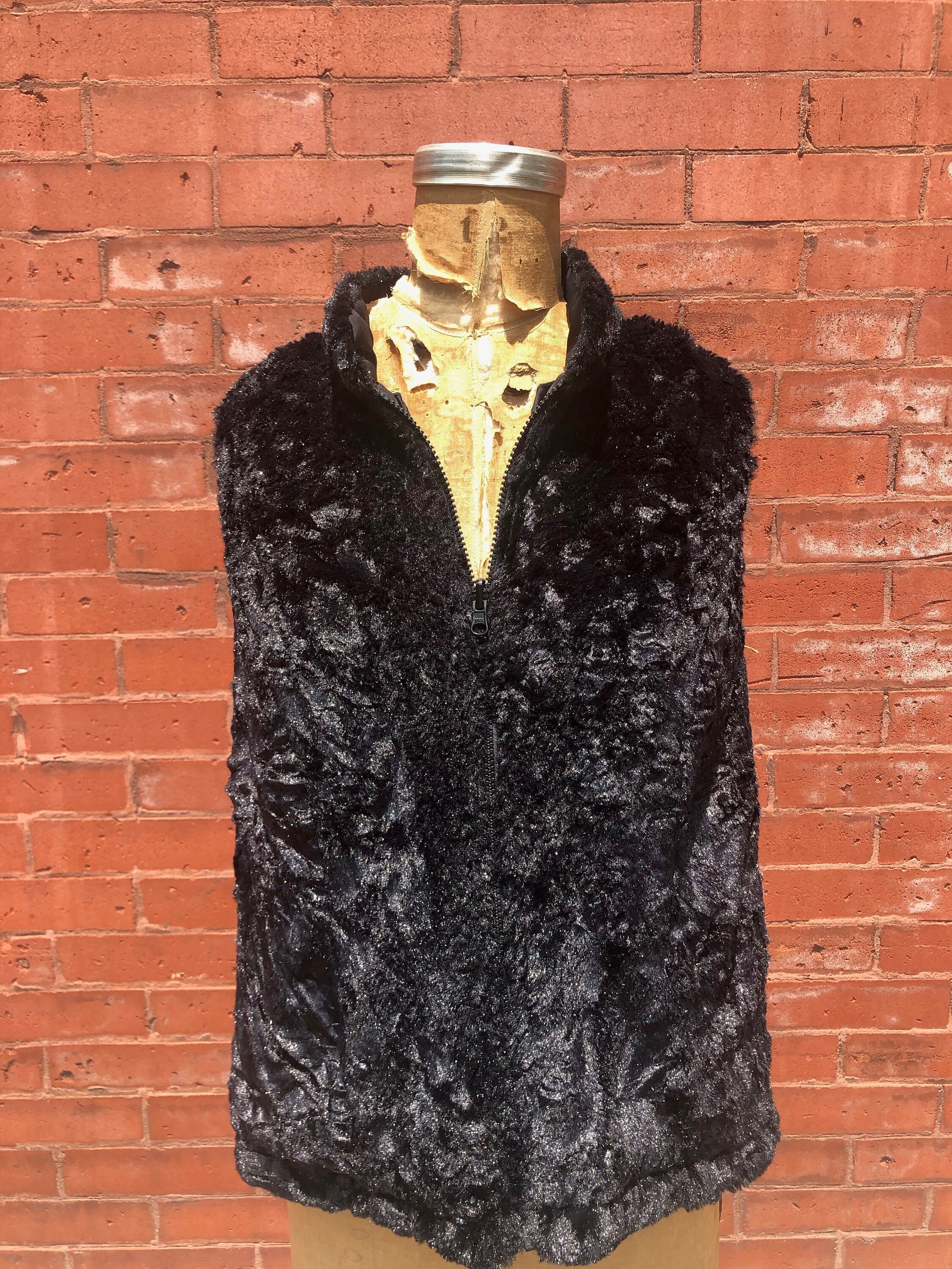 Vintage Reversible Zip-up Vest With Faux Fur - Etsy Vintage Reversible Zip-up Vest With Faux Fur - Etsy