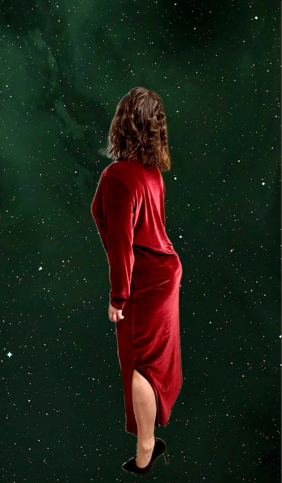 Long Velvet Burgundy Dress - image 2