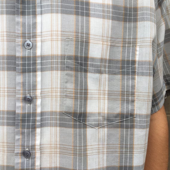 Vintage 1990's Gray Plaid Button Up Shirt - image 4