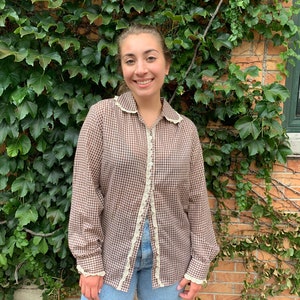 Brown Plaid Blouse